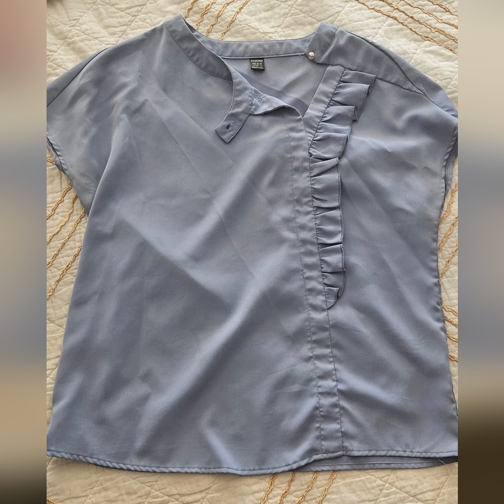 Elegant Blue Ruffle Women's Top